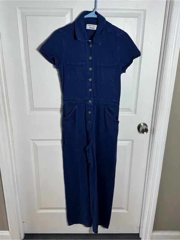 Reformation Izzy Boiler Jumpsuit Size 4 Blue‎ Denim Utility Relaxed Straight Leg - Image 2