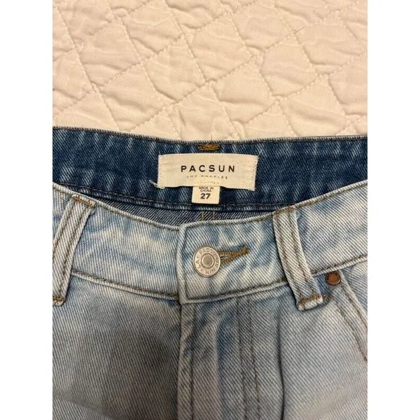 PacSun Jean Skirt Two Tone Distressed Raw Hem Size 27 - Image 3