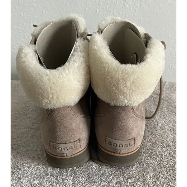 New! Women's Sorel Harlow‎ Lace Up Cozy Low Top Ash Brown Boots 11 - Image 4