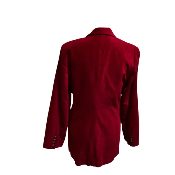 Vintage Cambridge Dry‎ Goods Burgundy Velvet Blazer Jacket Women's Size 8 - Image 2