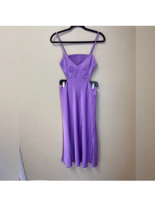 A.L.C Frank NWT Blakely Satin Side Cut-Out Open Back Dress in Amethyst Orchid Size 6 - Image 3