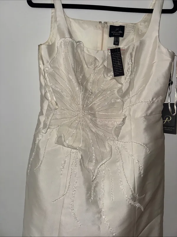 Adrianna Papell Ivory Embellished Mini Sheath Dress - Image 5