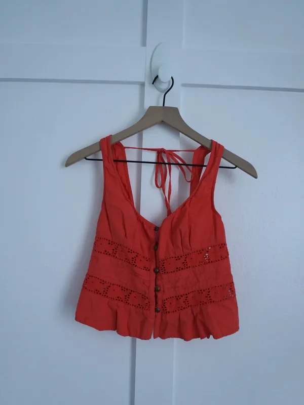 Free People Kianna Lace Tank Top Red - Image 2