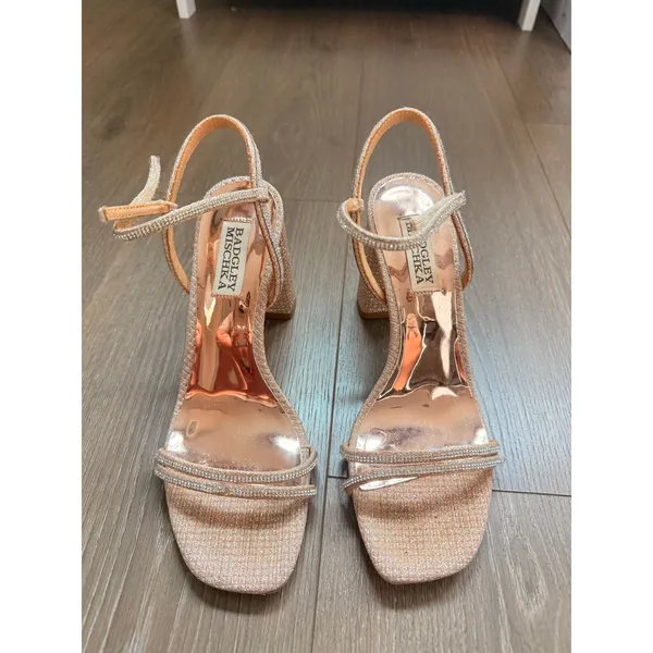 Badgley Mischka‎ Ultima Block Heels Soiree Date Night Bridal Wedding US 7 - Image 3