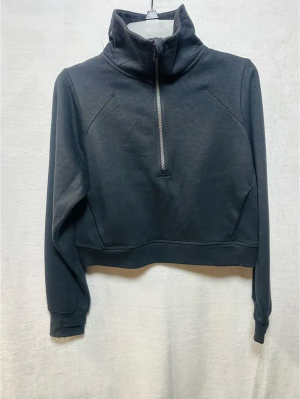 All in Motion Women’s XS Black Quarter Zip Cropped Mock Neck Pullover NWOT Flaw - Image 2