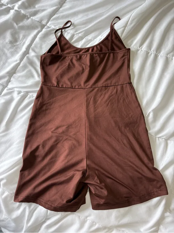 Shein Brown Sleeveless Romper | Size Medium - Image 3