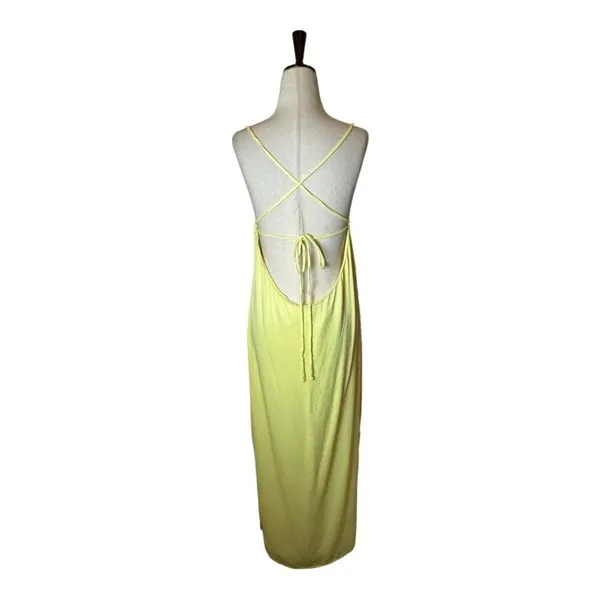 Something Navy Dress Women Large Yellow Silky‎ Essential Criss Cross Back Slip - Image 4