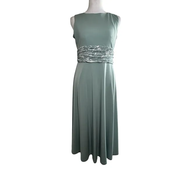Jessica Howard Green Pleated Maxi Dress Size 6P NWOT - Image 3