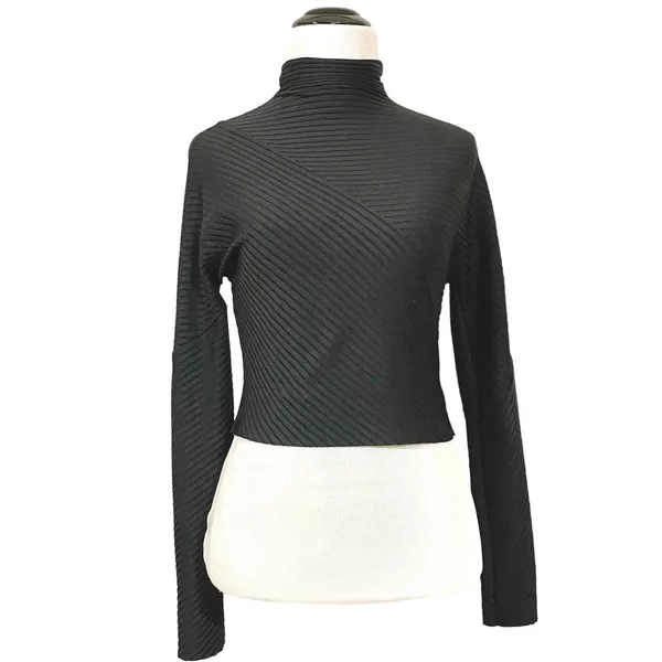 Zara W & B Cropped Mockneck Long Sleeve Tee - Black - Medium - Image 2