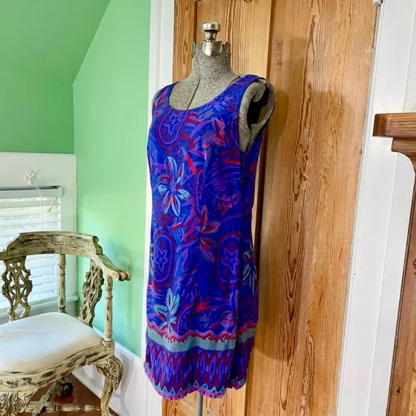 Vintage Rainbow Jo Tropical Vibrant Floral Hawaiian Resort Dress Sz Medium💛 - Image 5