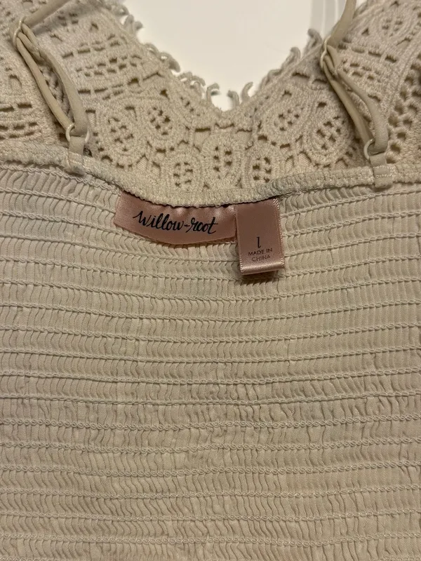 Willow & Root Crochet Full Coverage Bralette Natural Size Large Boho V-Neck - Image 7