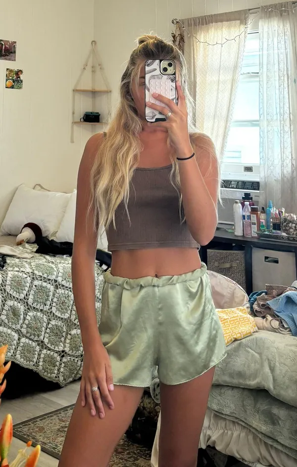 Green Silk Pj Shorts - Image 2