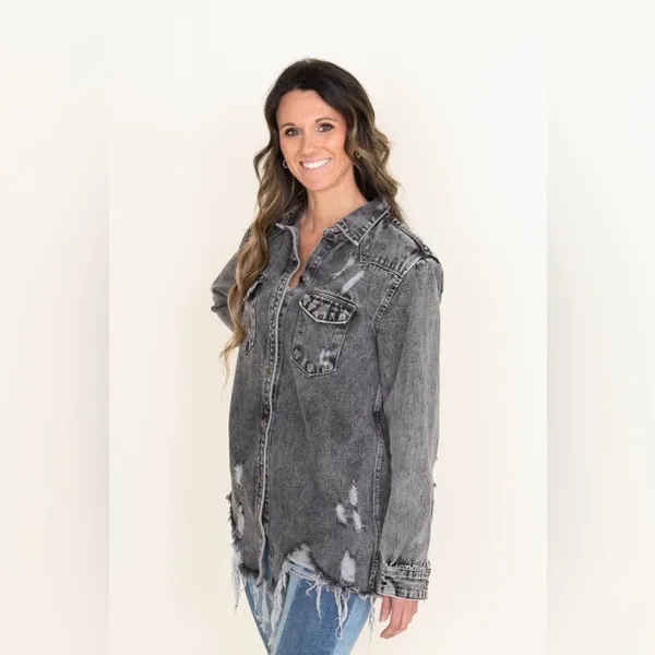 American Bazi Distress denim shacket - Image 2