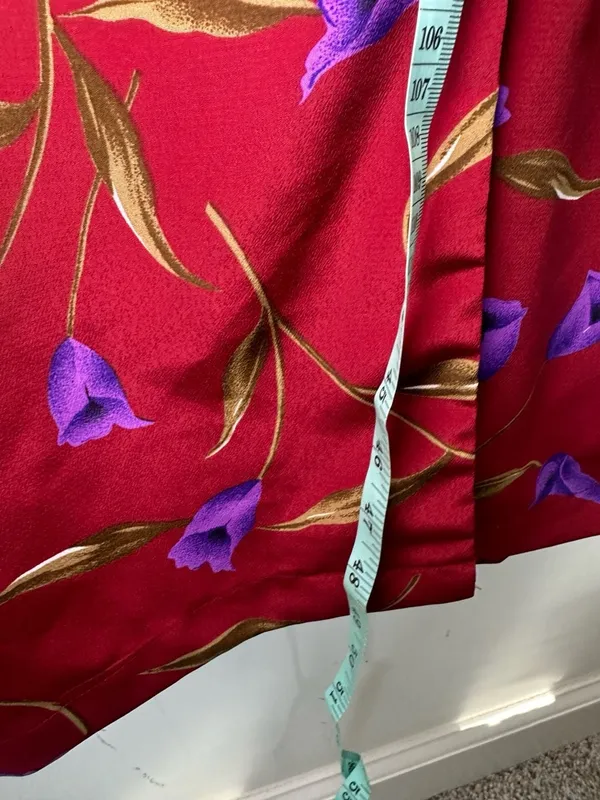 Maggy London Vintage 90s Red Floral Calla Lily Button Front Midi Dress Size 4 - Image 5