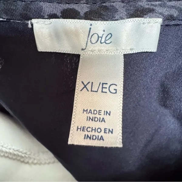 Joie Abstract Floral Smocked Peplum Dress Blue High Neck Sleeveless size XL‎ - Image 7