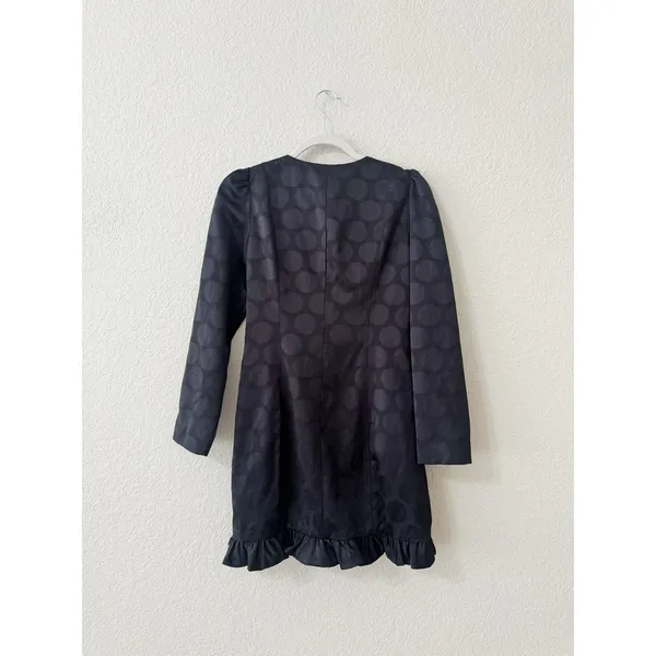 ZARA Jacquard Dot Puff Shoulder Blazer Mini Dress Black Size Small - Image 4
