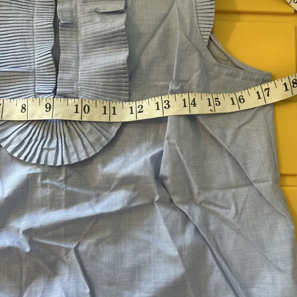 J.Crew Womens Light Blue‎ Pleated Ruffle Sleeveless Blouse Top Size 2 - Image 9