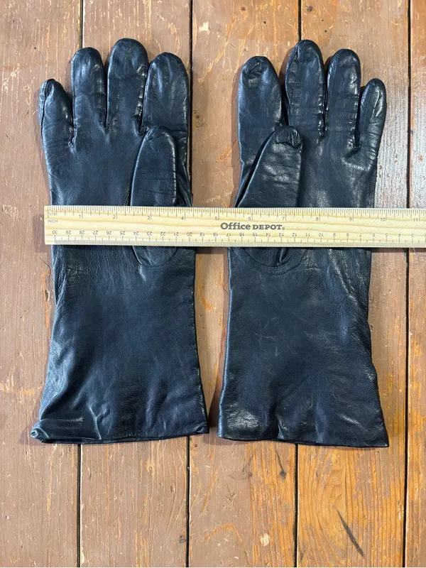 Gimbals Italian Black Leather Dress Gloves - Classic Lined Formal Long Gloves - Image 6