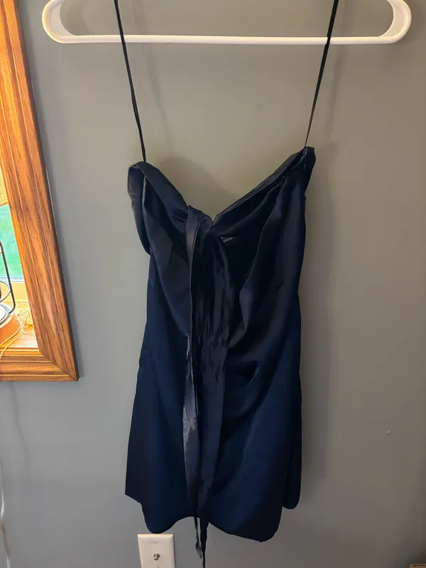 Navy Princess Polly Strapless Mini Dress satin - Image 2