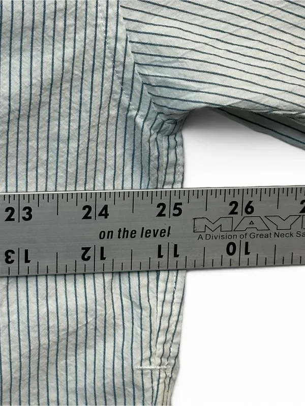 Madewell Women’s Striped Oversized Button-Up Shirt Size L White Blue Cotton - Image 7