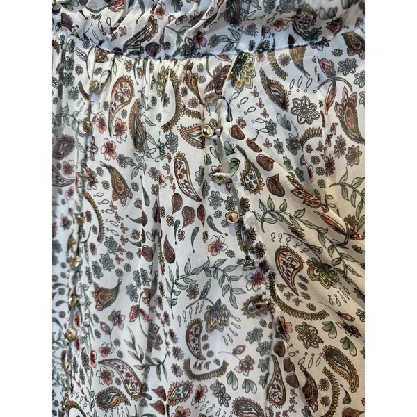 Nicholas Silk Paisley Long Sleeve Midi Dress Size 12 Mock Neck‎ Cuff Sleeve - Image 6