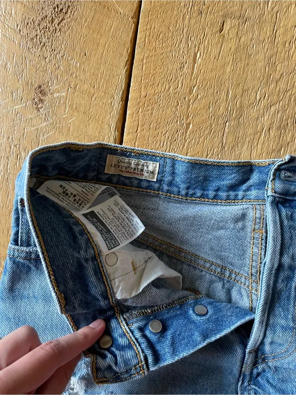 Levi's Light Blue Distressed Denim Cutoff Shorts - Image 2