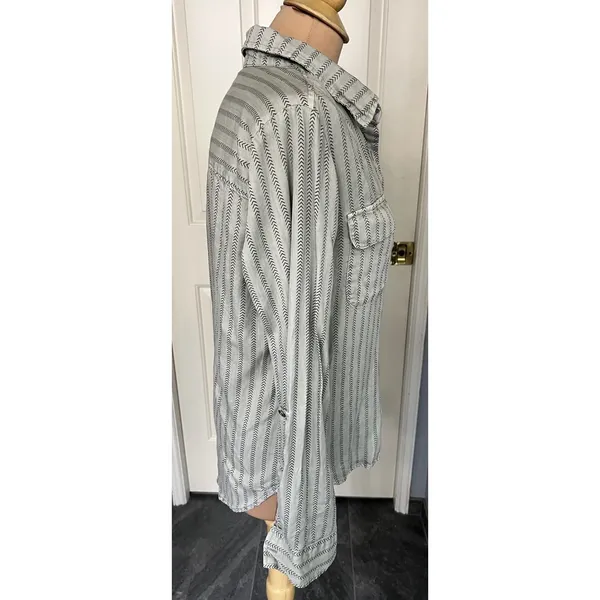 Billie T‎ Striped Utility Shirt Green Button Up Long Sleeve Boho Western - Image 3