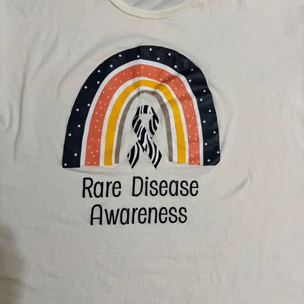 100%‎ Cotton Rare Disease Awareness Rainbow Zebra Ribbon Tee Cream 3XL Earthy - Image 2
