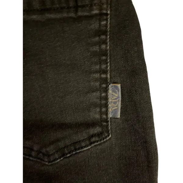 Zara Black Front‎ Pocket Straight Leg Cropped Thick Waistband Jeans Size 6 - Image 10