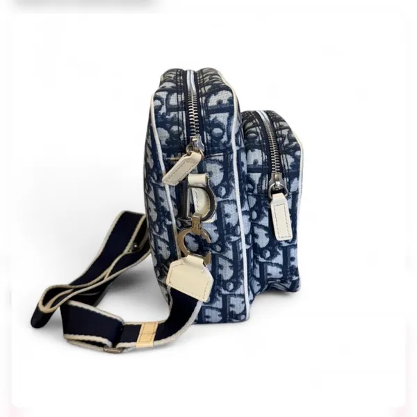 Christian Dior Trotter Monogram Messenger Bag Blue Adiorable Crossbody Vintage - Image 7