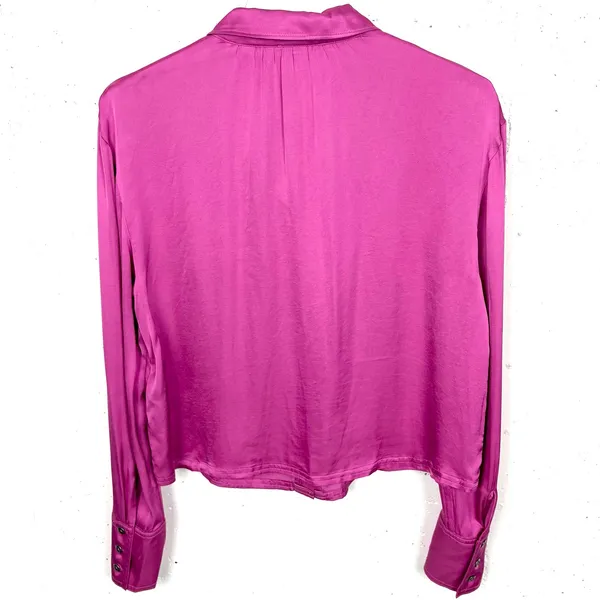 Anthropologie Pilcro Button Down Blouse Long Sleeve Silky Viscose Pink Small - Image 2