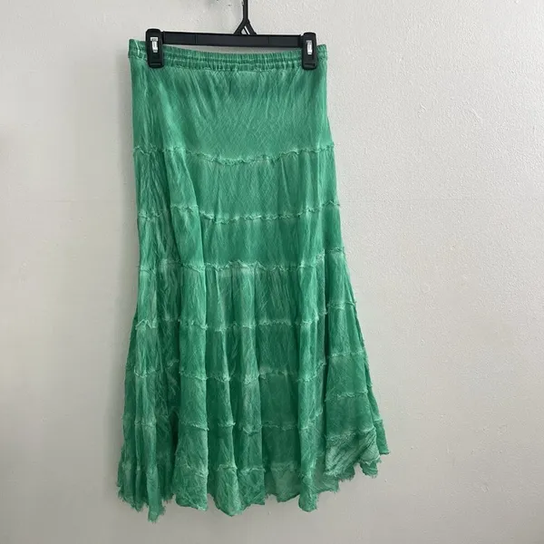 NEW METROWEAR Crinkle Madi tiered Skirt Green SMALL beach Boho Hippie Peasant - Image 6
