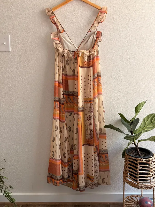 ZARA Boho Paisley Print Trapeze Swing Maxi Dress Size L - Image 5