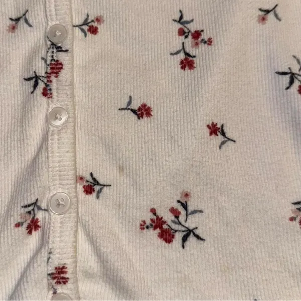 Hollister Floral Ribbed Baby Tee – Medium - Image 3