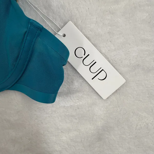 CUUP The Plunge Mesh Bra 32B and Thong Size 3 Set‎ Turquoise Teal NWT - Image 4