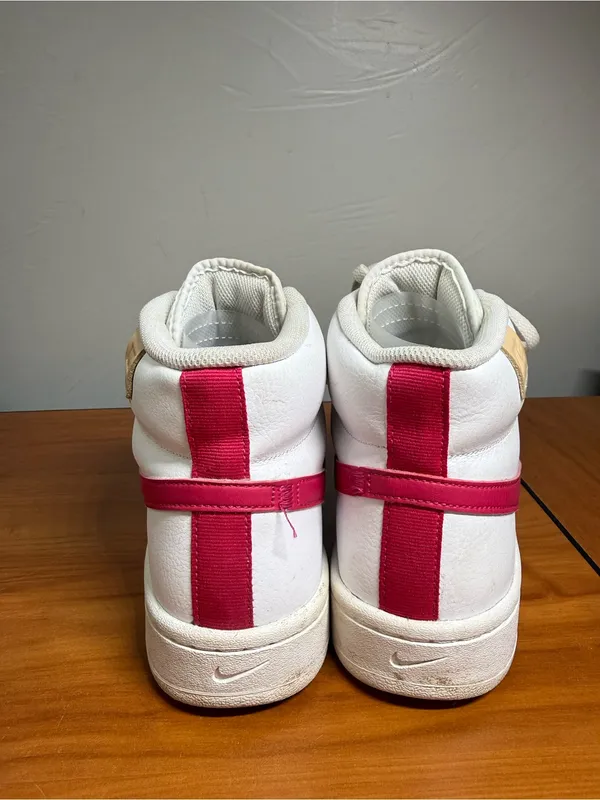Nike Womens Court‎ Royale 2 Mid White/Rush Pink Leather Sneaker Shoe W10 - Image 3