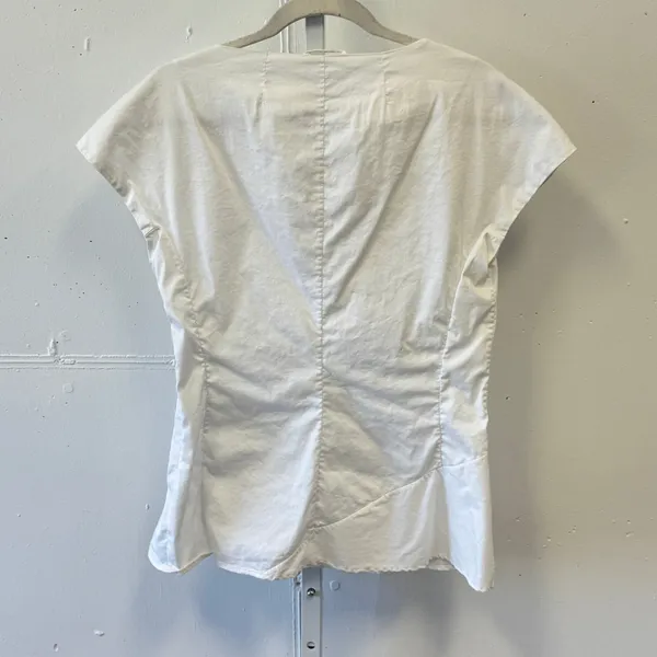 Le Sarte Pettegole White Cotton Blend V-Neck Wrap Blouse‎ Made in Italy Size 46 - Image 2