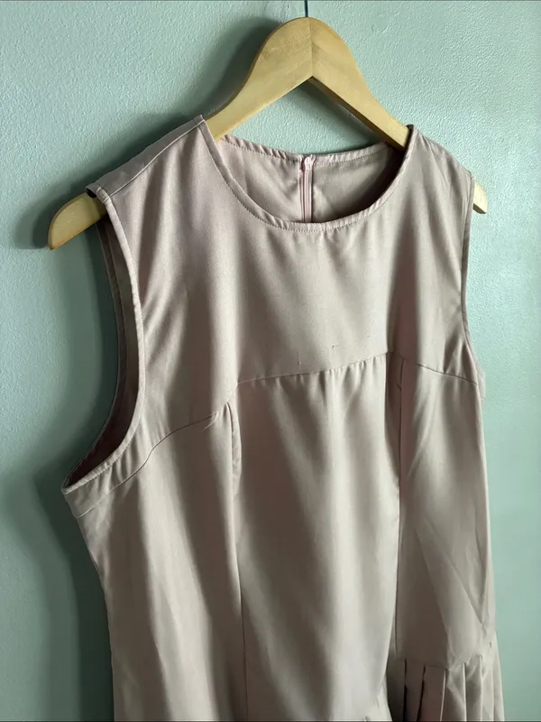 SHEIN Curve Pink Pleated Drop Waist Mini Dress Plus Size 1XL Sleeveless - Image 3