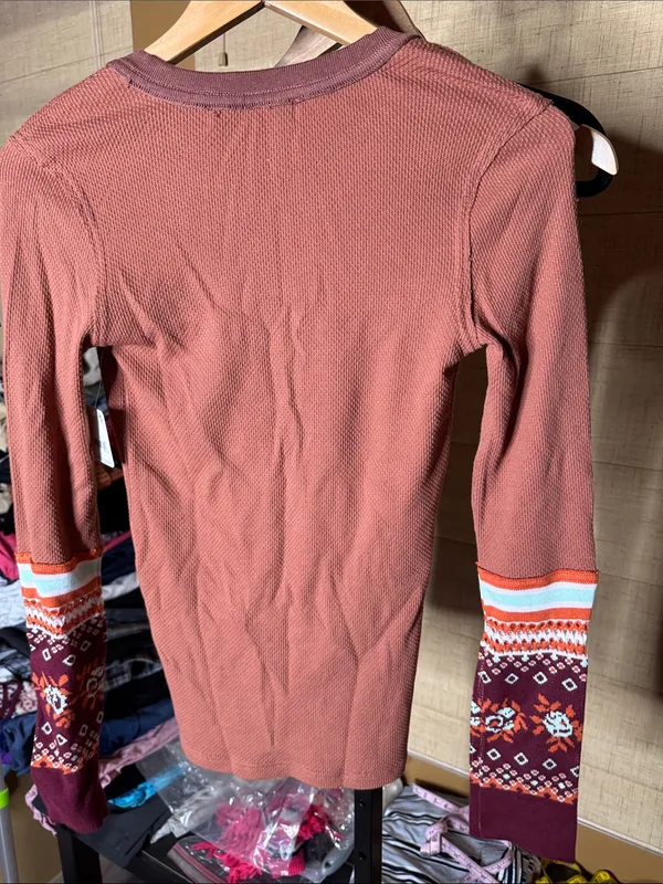 NWT Free People We The Free Mikah Layering Cuff Thermal Top Autumn Combo Small - Image 15