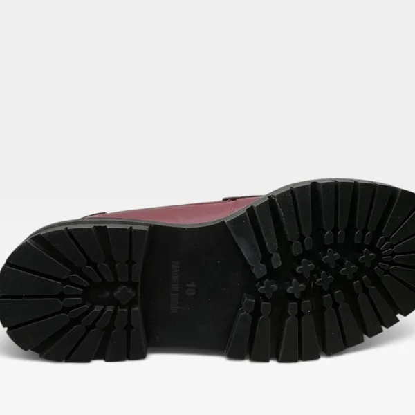 Free People Women Burgundy Leather Studded Tassel Platform Lug Sole Loafers 10 - Image 6