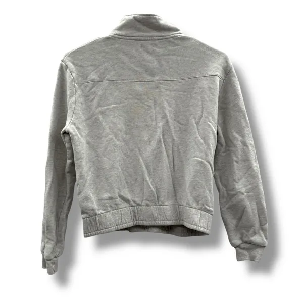 Garnet Hill Cropped Quarter Zip Pullover Sweatshirt Women’s Size XS Light Gray‎ - Image 3