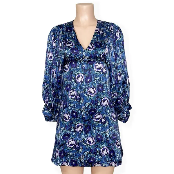 AMUR Steph Mini Dress, Azure Abstract Floral Print, 0 (US) - Image 6