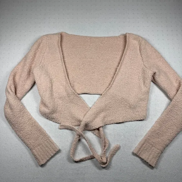 SKIMS Cozy Knit 3 Piece Set 2X/3X Pink Hoodie Joggers Wrap Crop Top - Image 4