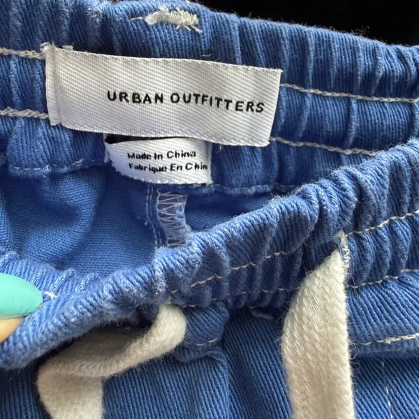Urban Outfitters‎ sz S Blue Cargo Pants Drawstring Waist Skater Y2K - Image 6