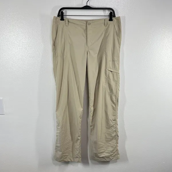 Columbia Omni-Shade Hiking‎ Pants Roll Tab Women's 10 Beige Nylon UPF Zip Pocket - Image 2