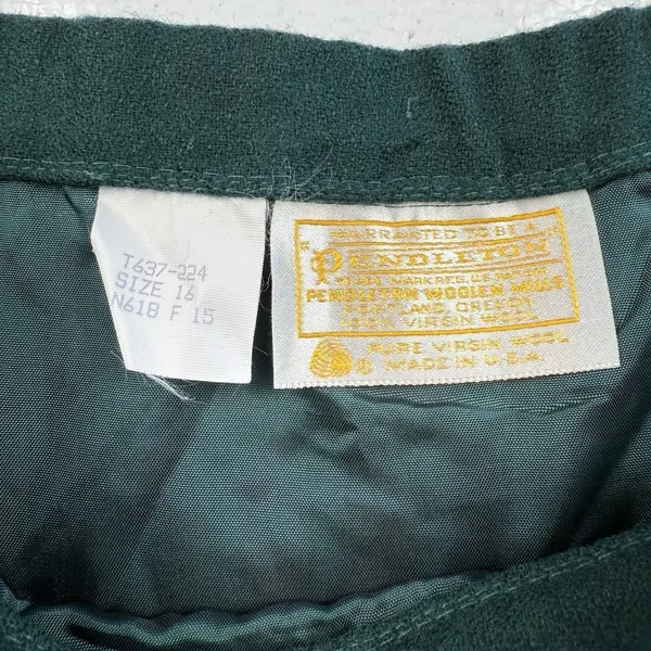 Pendleton Wool Skirt Size 32" Waist @Medium Pencil‎ Lined Green Preppy - Image 4