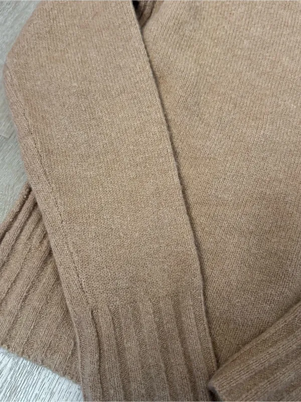 J Crew Camel Tan Knit Mock Neck Wool Alpaca Sweater - Image 2