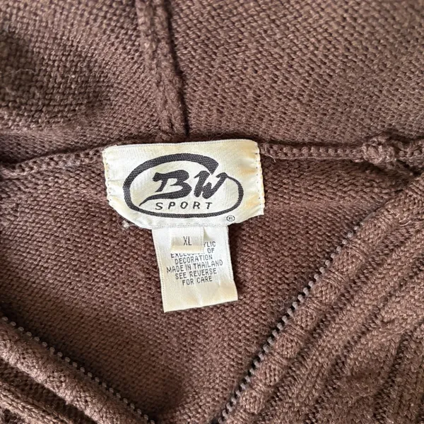 Brown Knit Zip-Up Cardigan - XL - Image 4