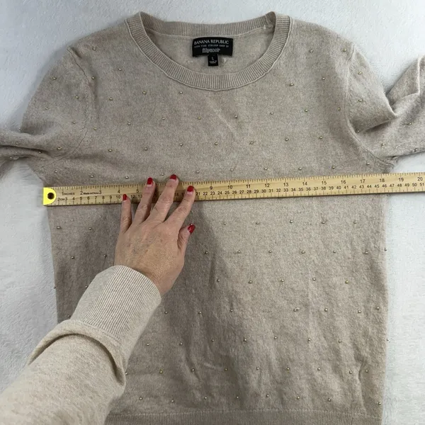Banana Republic Sz L Sweater Filpucci Merino Wool‎ Cashmere Yarn Beaded Pullover - Image 7