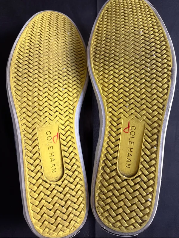 Cole Haan Blue Canvas Slip-On Loafers with Yellow Insole - Image 4
